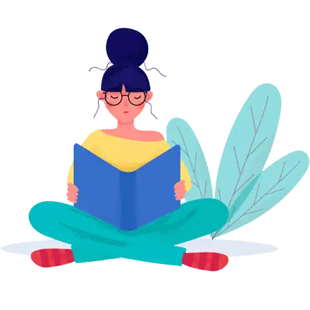 Female reading book with natural background